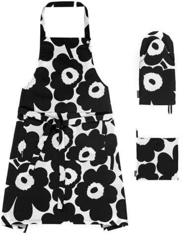 [DL] Unikko Kitchen Textile Set - White, Black