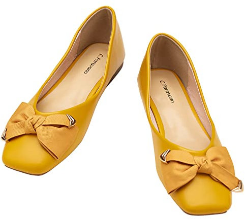 C.Paravano Damen Schuhe Ballerinas Damen Flache Schuhe Für Damen Ballerinas Damen Elegant (Gelb,38)
