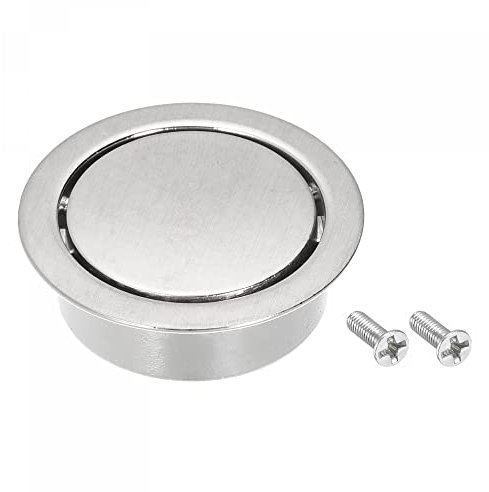 sourcing map Finger Flush Pull Handle Outer Dia. 42mm/1.65 Brushed Silver with Screw