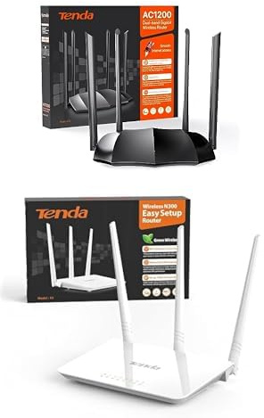 Bundle of Tenda AC8 Router WiFi AC1200 - Router Wireless Dual Band 5GHz/2.4GHz + Tenda F3 N300 Router WiFi, Speed with 2.4GHz/300 Mbps, 3 LAN/WAN Porte, Antenne esterne 3 * 5dBi