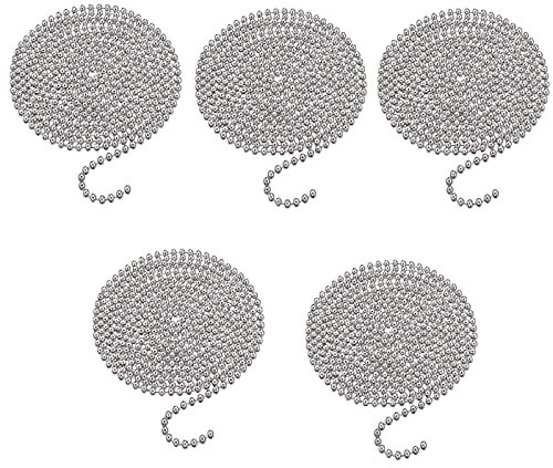 Chaîne à billes en acier inoxydable,Chaîne à Rouleaux Perlée,perlé Chain Extension de bobine,Chaîne de rouleau,Chaînes de Billes,Chaîne Boule,pour la fabrication de bijoux DIY,Argenté,1M,5 pièces