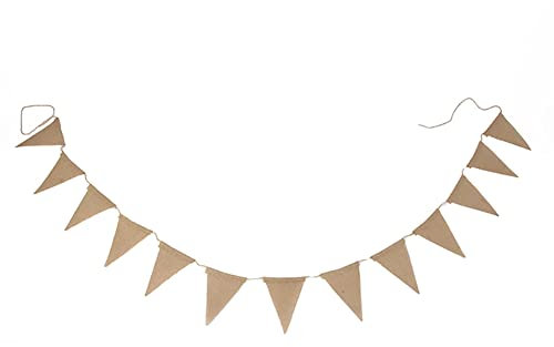 10m Sackleinen Wimpelkette,Asudaro Wimpelkette Vintage Wimpel Banner Wimpel Girlande mit 48 Stück Dreiecksflaggen DIY Wimpelgirlande für Hochzeit Party Auto Brautdusche Fotorequisiten Geburtstagsfeier