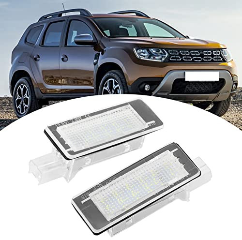 Plate Lights, 2PCS LED Number Plate Light 12V 3W Waterproof Rear License Plate Lamps High Brightness Error Car Number License Plate LED Light Lamp Fits for Dacia Duster 2010?2015