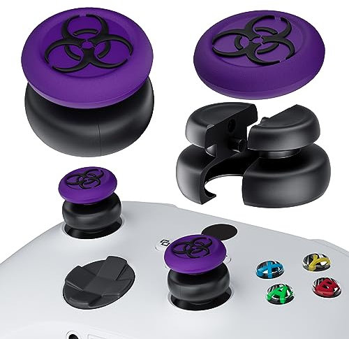 PlayRealm NO FALLING OFF Thumbstick Extender & Silicone Grip Cover 2 Sets for Xbox Series X/S & Xbox One S/X Controller(BH Purple)