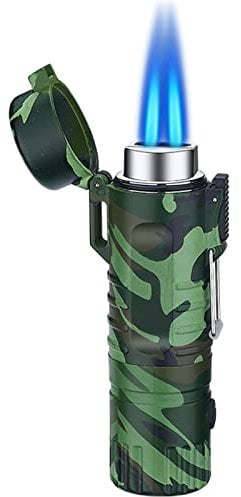 YHSGY 2023 Butane Torch Lighter, Multipurpose Lighter, Waterproof and Windproof Lighter with Flashlight, Refillable Flame Lighter for Outdoor Adventures, Gifts for Men (Gas Not Included) (Color : A)