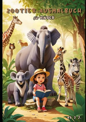 Zootier-Ausmalbuch für Kinder Tier Malbuch Zoo: ab 2 Jahren