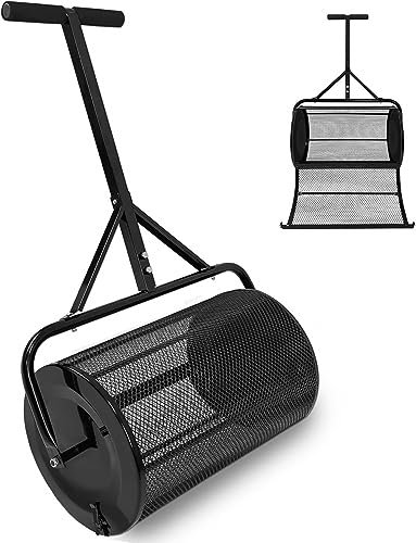 65×40cm Kompoststreuer,Tragbare Torfmoos Streuer Ausfüllbar 80L Rasenstreuer Aus Stahl Rasen Düngerstreuer Kompost-Streuer Mit Verbesserter Förmiger Griff Und Seitlichen Verschlüssen