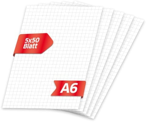 Primus Print Notizblöcke - 5er Set - A6 kariert - 80g Papier - Schreibblock, im Set erhältlich (5, kariert)
