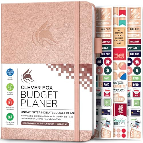 Clever Fox Budget Planner - Ausgaben Tracker Botizbuch. Monatliches Budgetierungsjournal, Finanzplaner und Rechnungsbuch zur Kontrolle Ihres Geldes, A5 - Roségold (Deutsch)