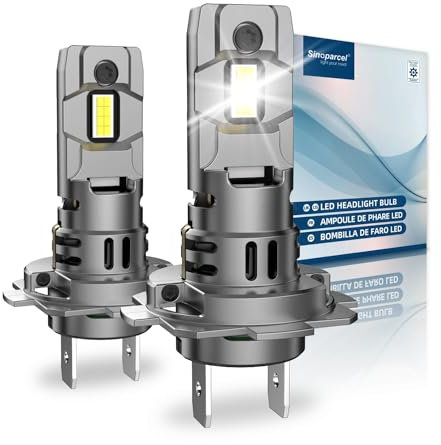 Sinoparcel H7 LED Ampoule de Phare, Lampe Ventilée Anti-erreur Homologuée au Remplacer H7 Halogène pour Feux de Croisement/Route et Antibrouillard Voiture, 12V 35W Blanche 6500K, Lot de 2