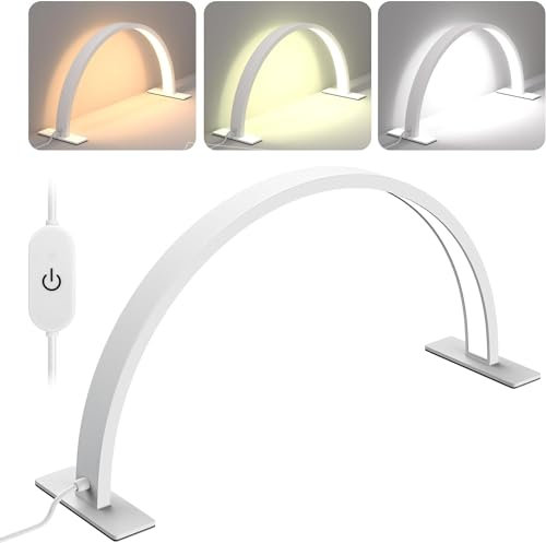 Yofuly Floor Lamp for Eyelash Extension, Dimmable Half Moon Lash Light with Phone Holder & Adjustable Height, (White for Nail)