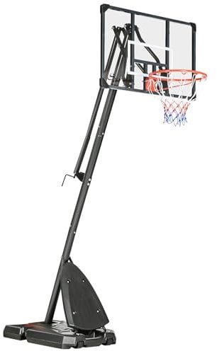 SPORTNOW Panier de Basket sur Pied, Hauteur réglable 236-293 cm, Support de Basket Portable à roulettes, Panneau arrière de 107 cm, intérieure & extérieure