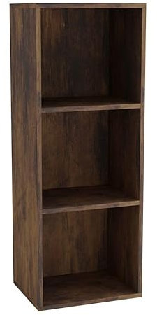 URBNLIVING Tier Wooden Bookcase Shelving Display Storage Shelf Unit Wood Shelves (Rustic Brown, 3 Shelf)