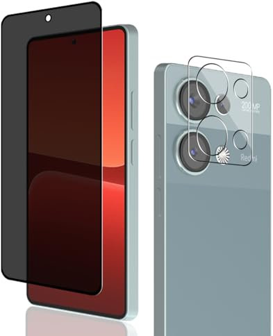 Phlleyaa Protector de Pantalla para Xiaomi Redmi Note 13 4G,Anti Espía de Vidrio Templado 1 Piezas y Protector de Lente de Cámara 1 Piezas,sin Burbujas Pantalla para Redmi Note 13 4G Vidrio Templado