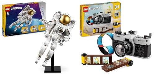 LEGO Creator 3in1 Astronaut im Weltraum Spielzeug, Modellbausatz & Creator 3in1 Retro Kamera Spielzeug mit 3 Modellen für Mädchen und Jungen