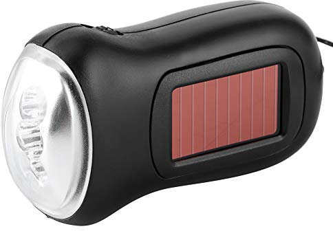 Solarbetriebene Wiederaufladbare Taschenlampe, Dynamo, Notfall-Taschenlampe für Outdoor-Camping