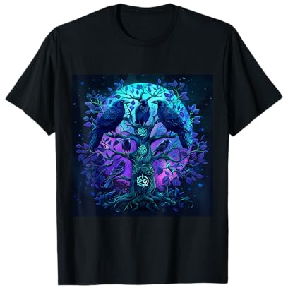 Hugin & Munin T-Shirt Raben Odins Wikinger Baum des Lebens T-Shirt