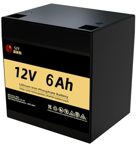 Batteria ricaricabile al litio LiFePO4, 12 V, 6 Ah, per bambini, piccola illuminazione UPS ad energia solare, al litio, ferro fosfato, batteria integrata BMS fino a 5000+ cicli profondi