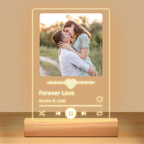 Zokeynice Spotify Glas Personalisierte Geschenke für Frauen Männer, Song Cover Glas Bild mit Foto, Fotogeschenke Personalisiert für Freundin Freund, Personalisierte Jahrestag Geschenk für Ihn Sie