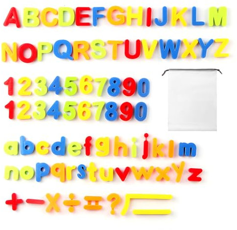 Magnetische Buchstaben und Zahlen für Kinder, 80 Stück Lernspielzeug, Kühlschrankmagnete, Bunt