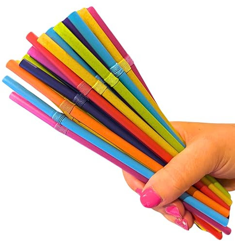 SYLVA X50 Flexible Drinking Straws, Super Strong! Multicolored Bendable -Durable & Stylish Straws for Parties, Weddings, Bars & Everyday Use | Natural Sugarcane Fiber Drinking Straws