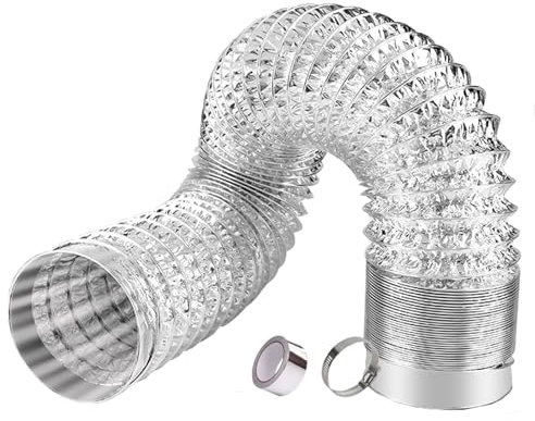NIUSABOU Aluminium Ducting, Non-Insulated Flex Air Aluminium Flexible Tumble Dryer Vent Hose Ventilation Tumble Dryer Pipe Hose(5m 180mm)