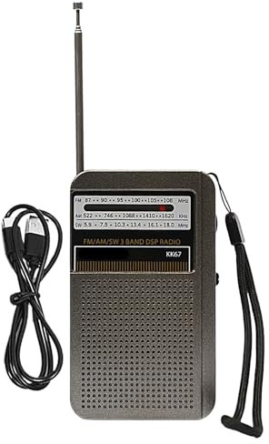 Radio Multibanda Portátil Radio Multibanda Compacta Am FM SW Fuente de alimentación de Emergencia Conector Auriculares Batería Recargable USB Receptor de Alta Sensibilidad para Excursiones