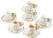 Juego de Té de Porcelana Estilo Inglés – Set Vintage con 6 Tazas de 100ml con Platillos y Cucharas Doradas, Diseño Floral Elegante, Ideal para Té de La Tarde, Café y Regalo Especial