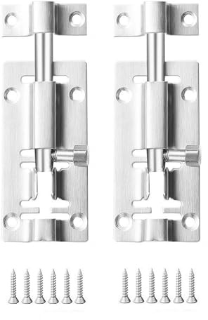 Yesmin 2 Pcs 3-Inch Stainless Steel Pin,Door Bolt Cylinder Sliding Lock,with Screws,Suitable for Bathroom,Bedroom,Shed,Garden,Toilet
