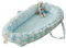 DorkasDE Babynest Kuschelnest Faltbett tragbar Babybett Reisebett (Blau Elefant, one Size)
