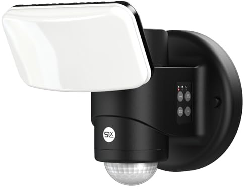 SLx Outdoor Security Light with PIR Motion Sensor, 2000 Lumen LED Floodlight, Mains Powered, IP65 Weatherproof, 240° Auto Tracking Robotic Sensor Black
