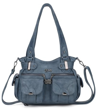 KL928 Handtasche Damen Umhängetaschen große Damenhandtasche Schultertasche gemacht aus PU Leder Kunstleder Elegant Damen Tasche für Büro Schule Einkauf mit vielen fächern