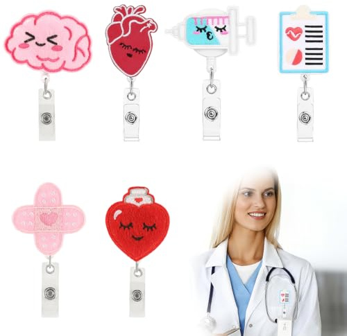 GXGM 6 Pezzi Porta Badge Medico Telescopico con Fibbia per Infermiera, Porta Badge con Clip, Badge Creativo Unisex