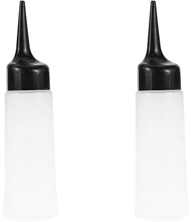 OATIPHO 2 Pcs Refillable Hair Dye Bottles Small Size Soft Plastic Shampoo Containers with Angled Tip for Salon and Home Hair Coloring and Dry Cleaning