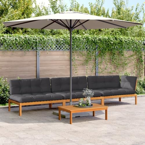 Ordellia 4-TLG. Garten-Sofagarnitur aus Paletten mit Kissen, Akazienholz geölt, 100x60x30cm Tisch, für Terrasse & Balkon, robust & langlebig