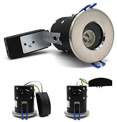 sanlumia 2 X LED Fire Rated Downlight Can GU10 Recessed Ceiling Twist & Lock Interchangeable Downlight IP65 Black