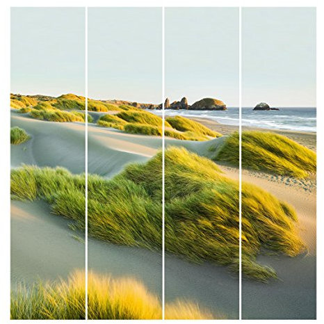 Bilderwelten Schiebegardinen Dünen und Gräser am Meer - Ohne Aufhängung, 4X 250 x 60cm