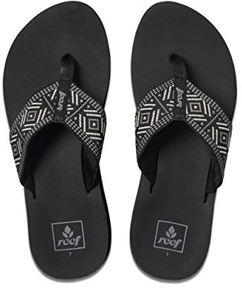 Reef Women's Spring Woven Flip Flop, Black White, 4 UK