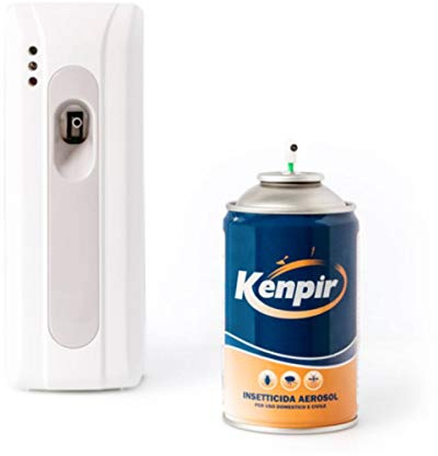 KENPIR Erogatore Elettronico Programmabile + Bomboletta Kenpir | Insetticida aerosol, abbattente e repellente naturale, per uso domestico e civile.