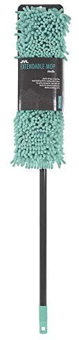 JVL Super-Absorbent Chenille Extendable Flat Floor Mop, Turquoise/Grey