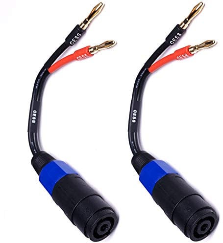 CNCESS CESS-004 Banana Plug to Female Speakon Speaker Adapter Cable 12AWG - 2 Pack (4mm Banana)