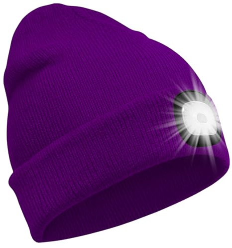 SPGOOD LED Mütze mit wiederaufladbarem Licht, Geschenk für Wintersport | 3 Helligkeitsstufen,abnehmbares LED-Licht,waschbarer Mütze,kreatives Weihnachtsgeschenke für Damen,Herren,Papa,Mama,Freundin