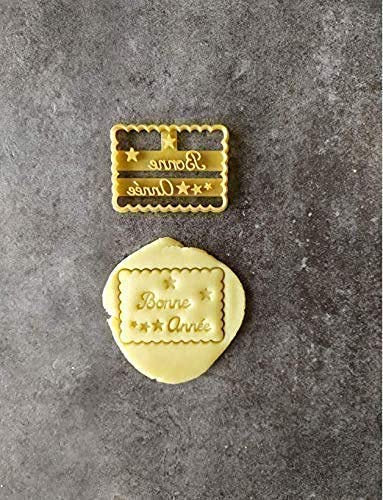3DKOUPE - Emporte-pièce petit beurre - Bonne année - Couleur au choix - Conçu et fabriqué en France