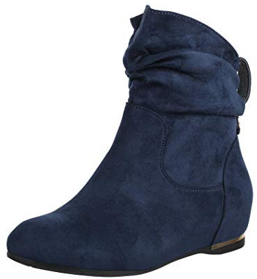 Elara Damen Stiefeletten Boots Keilabsatz Chunkyrayan C270 Dunkelblau-40