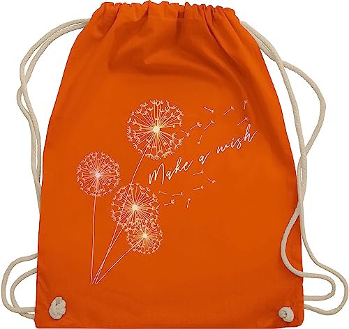 Shirtracer Turnbeutel Rucksack - Sprüche Statement - Pusteblume Flower - Unisize - Orange - beutel mit blumenmuster statements wish stoffbeutel damen floral sprüchen wish. beuteltasche groß blumen
