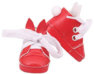 Aeromdale Puppenschuhe Schnürschuhe Hasenohren 5cm Schuhe für 14,5 1/6 32-34cm BJD Puppenschuhe - Rot - 1 Paar