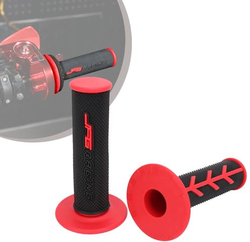 1 Par de Puños Manillar Motocicleta,Puños Moto 22 mm/24 mm,Puños de Acelerador Antideslizantes para Pit Dirt Bike Motocross-Rojo