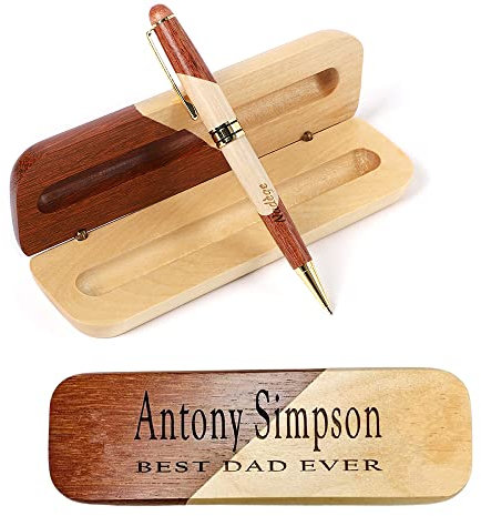 ZLP Kugelschreiber Schreibset Personalisierbar Gravur und Etui Aus Holz Holzkugelschreiber Hochwertiger Schwarzschreibend Kugelschreiberminen Gelstifte Weihnachtsdankfest Geschenkidee