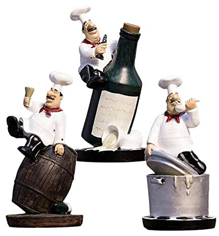 MagiDeal 3pcs Harz Chef Figur Statue Modell Koch Küche Dekor Geschenk