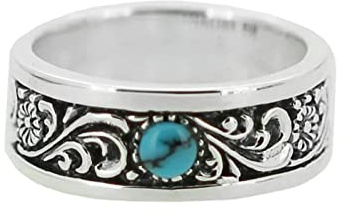 Bishilin 925 Sterling Silber Ring Herren Gr.66 (21.0), Männer Ring Biker Silber Vintage Filigran mit Türkis Partnerringe Freundschaftsringe Beste Freunde
